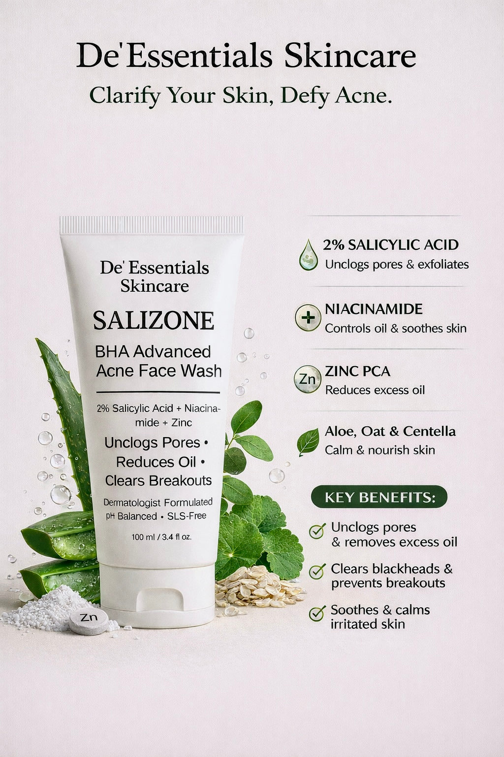 SALIZONE - Clarifying Face Wash with 2% Salicylic